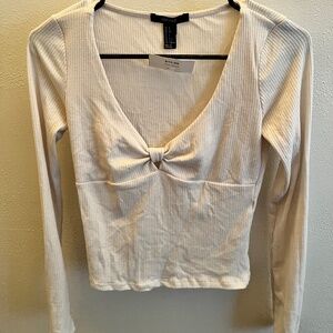 Cream, tied front, long sleeve
